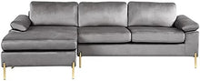 Load image into Gallery viewer, Modern Velvet Sectional Sofa in Blue/Gold Legs - EK CHIC HOME