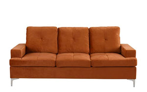 Upholstered 77.9" inches Velvet Sofa with Tufted Seats (Rust) - EK CHIC HOME
