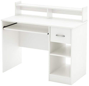 White Desk with Keyboard Tray, White - EK CHIC HOME