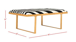 White and Gold Millie Zebra Loft Bench - EK CHIC HOME