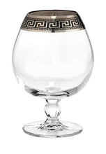 Load image into Gallery viewer, Crystal Cognac Brandy Snifter Goblet, 17 oz. Platinum Greek Key Ornament - EK CHIC HOME