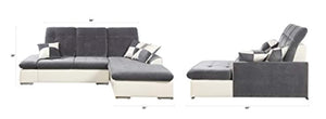 L-Shape Sectional Sofa Couch with Chaise Lounge and Adjustable Headrest - EK CHIC HOME