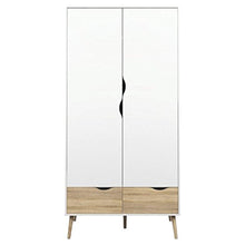 Load image into Gallery viewer, CHIC Designs 2 Drawer and 2 Door Wardrobe in White and Oak - EK CHIC HOME