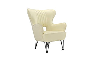 Modern Leather Accent Armchair with Shelter Style Living Room Chair - EK CHIC HOME