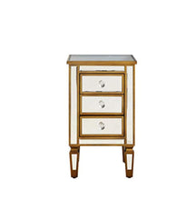 Load image into Gallery viewer, 3-Drawer Mirrored End Table - Mirrored Nightstand Glass Bedside Table, Antique Gold - EK CHIC HOME
