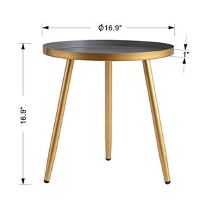 Metal End Table, Nightstand/Small Tables Gold & Gray - EK CHIC HOME