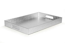 Load image into Gallery viewer, Silver 18&quot;x12&quot; Rectangle Glossy Alligator Serving Tray - EK CHIC HOME
