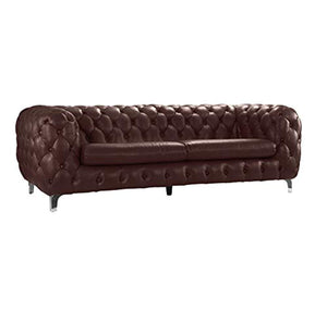 Leather Chesterfield Sofa Couch w/Tufted Arms Modern - EK CHIC HOME