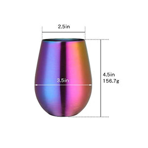 7 oz Stainless Steel Stemless Wine Glass- Set of 2 Metal Drinking Cups(Rainbow) - EK CHIC HOME