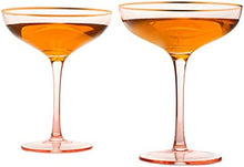 Load image into Gallery viewer, Colored Blush Pink &amp; Gilded Rim Coupe Glass, Large 9oz - EK CHIC HOME