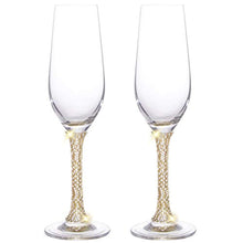 Load image into Gallery viewer, Set of 6 - Elegant Champagne Flutes with Rhinestone Embellished Stem - EK CHIC HOME