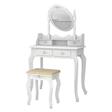 Load image into Gallery viewer, Vanity Table Set and Cushioned Stool with 4 Drawers &amp; 360° Rotation - EK CHIC HOME