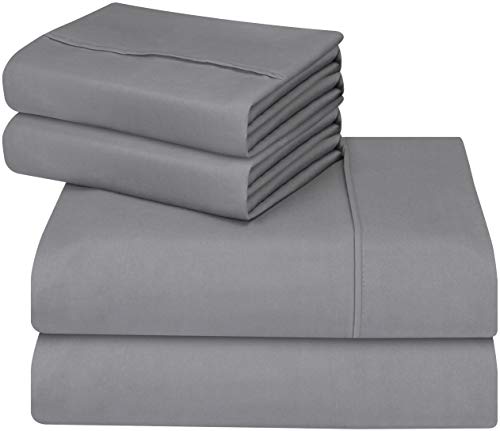 Soft Brushed Microfiber Wrinkle Fade and Stain Resistant 4-Piece Set Grey - EK CHIC HOME