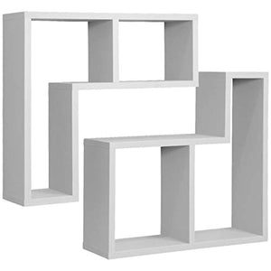 Sorbus Floating Shelf L-Shaped Set — L-Ledge Wall Shelves with 2 Openings, - EK CHIC HOME