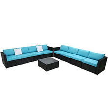 Load image into Gallery viewer, 9PC Outdoor Sectional Sofa Set with Washable Cushions &amp; Modern Glass Coffee Table - EK CHIC HOME