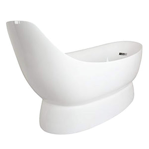 67" Modern Oval A Bathtub Sloped Reclining Pedestal Freestanding White - EK CHIC HOME