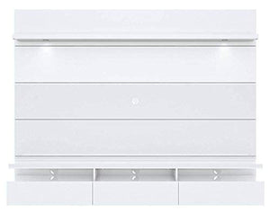 Theater Panel 2.2 Collection TV Stand with Drawers Floating Wall Theater Entertainment Center, 85.62" L x 16.73" D x 67.24" H, White - EK CHIC HOME