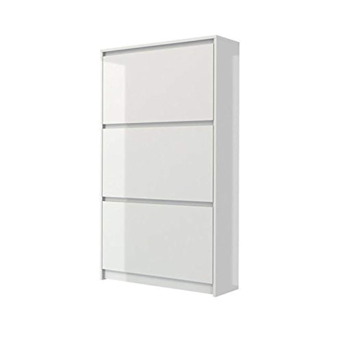 CHIC Designs 3 Drawer Shoe Cabinet in White High Gloss - EK CHIC HOME