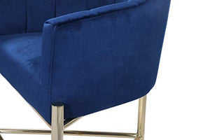 Bar Stool Chair Velvet Upholstered Shelter Arm Shell Design 3 Legged Gold Tone - EK CHIC HOME