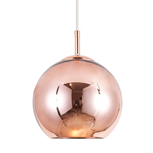 Adjustable Mirror Ball Pendant Light Rose Gold, 12 inches - EK CHIC HOME