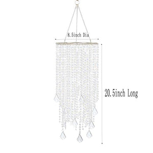 2 Tiers 20.5" Tall Sparkling Iridescent Beaded Hanging Chandelier - EK CHIC HOME