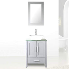 Load image into Gallery viewer, 24&quot; Grey Bathroom Vanity Cabinet and Sink Combo Glass Top MDF Wood w/Sink Faucet &amp;Drain set - EK CHIC HOME
