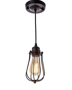 1-Light Black Finish Metal Shade Hanging Pendant Ceiling Lamp Fixture - EK CHIC HOME