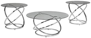 Hollynyx Contemporary 3-Piece Table Set - Includes Cocktail Table & Two End Tables - Chrome Finish - EK CHIC HOME