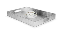 Load image into Gallery viewer, Silver 18&quot;x12&quot; Rectangle Glossy Alligator Serving Tray - EK CHIC HOME