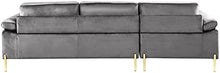 Load image into Gallery viewer, Modern Velvet Sectional Sofa in Gray/Gold Legs - EK CHIC HOME