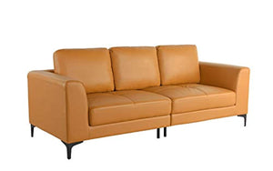 Mid Century Modern Upholstered Leather Sofa, 81.1" W inches - EK CHIC HOME