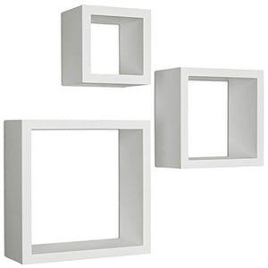 Ballucci Square Cube Floating Wall Shelf, Set of 3, White - EK CHIC HOME