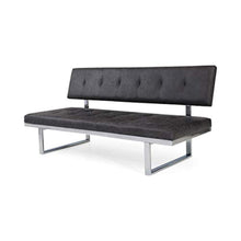 Load image into Gallery viewer, LIZ Contemporary Sofa Bench, Upholstered, Tufted, Microfiber and Iron, Slate and Chrome - EK CHIC HOME