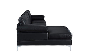 Modern Large Faux Leather Sectional Sofa, L-Shape Couch with Extra Wide Chaise Lounge - EK CHIC HOME