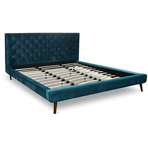 3 Piece Set with Velvet King Platform Bed and 2 Wood Dressers - EK CHIC HOME