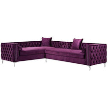 Load image into Gallery viewer, CHIC Brika Home 120&quot; Velvet Tufted Left Facing Sectional in Purple - EK CHIC HOME
