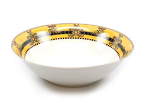 Royalty Porcelain Vintage Yellow 49-pc Dinnerware Set 'Gothic', Premium Bone China - EK CHIC HOME