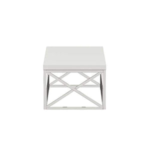 Modern Cocktail Table with Metal Base, 44” L (White) - EK CHIC HOME