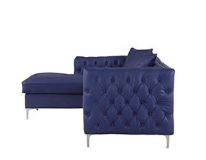 Da Vinci Left Hand Facing Sectional Sofa/Chaise PU Leather Button Tufted with Silver Nailhead Trim - EK CHIC HOME