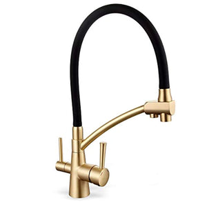 Gold Kitchen Sink Faucet - Dual Handle - Water Filter Purifier - EK CHIC HOME