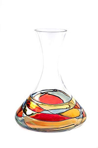 Magnificent Wine Decanter  Red Line Colorful Hand Painted - EK CHIC HOME