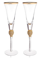 Load image into Gallery viewer, &quot;DIAMOND&quot; Studded Toasting Glasses With Gold Rim - Long Stem - EK CHIC HOME