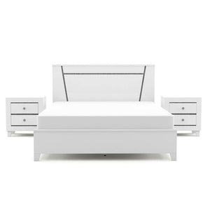 3-Piece White Solid Wood Bedroom Set - Cal King + 2 Nightstands - EK CHIC HOME