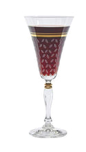 Load image into Gallery viewer, Crystal Set of 6 Handcrafted Red Wine Glasses - Hand Painted 24k Gold Trim Detailing - EK CHIC HOME