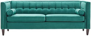 78'' W Velvet Mid-Century Sofa with Bolster Pillows - EK CHIC HOME