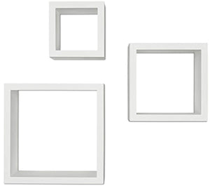 Ballucci Square Cube Floating Wall Shelf, Set of 3, White - EK CHIC HOME