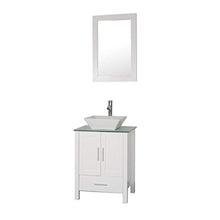Load image into Gallery viewer, Homecart 24&quot; White Bathroom Vanity Cabinet and Sink Combo Modern MDF with Mirror Tempered Glass Counter Top Vessel Sink Faucet and Pop up Drain - EK CHIC HOME
