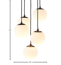 Load image into Gallery viewer, Eclipse 5-Globe Hanging Chandelier, 48&quot;H, Black Metal, Glass Globes - EK CHIC HOME