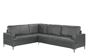 Upholstered 103.9" inch Leather Sectional Sofa, L-Shape Couch - EK CHIC HOME