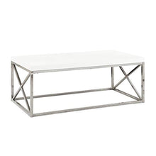 Load image into Gallery viewer, Modern Cocktail Table with Metal Base, 44” L (White) - EK CHIC HOME